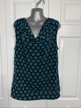 Banana Republic Sleeveless Blouse - Teal & Black, Lg